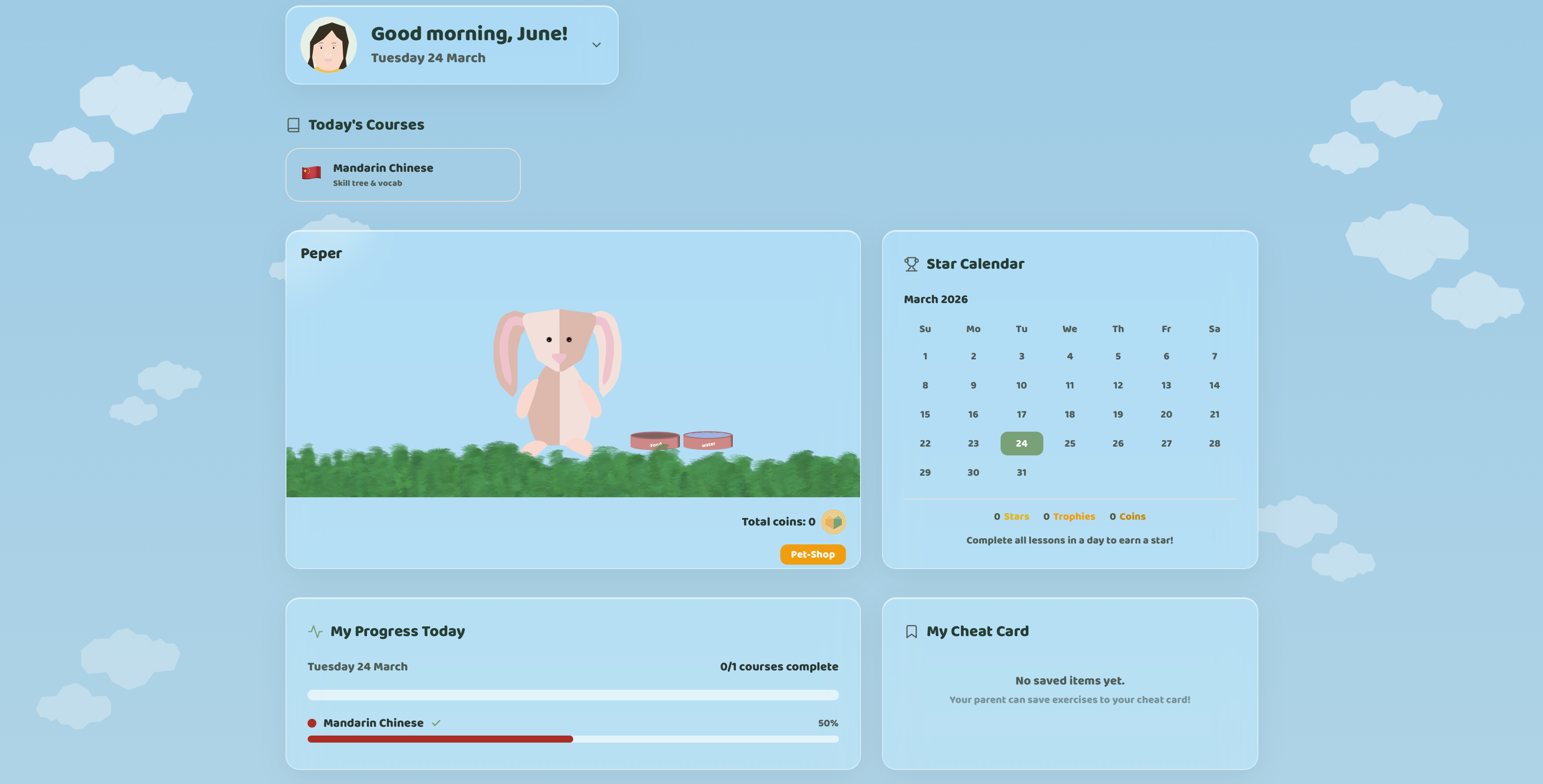Child dashboard view